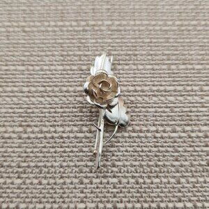 Sterling Silver Single Flower Nature Pin Brooch A5412